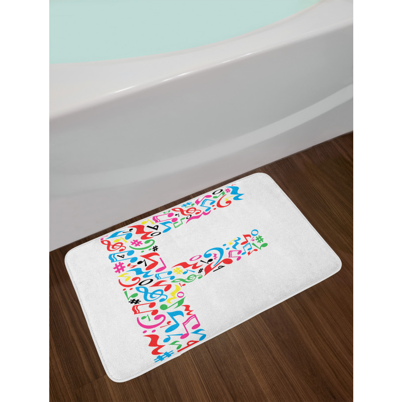 Music Notes Capital F Bath Mat