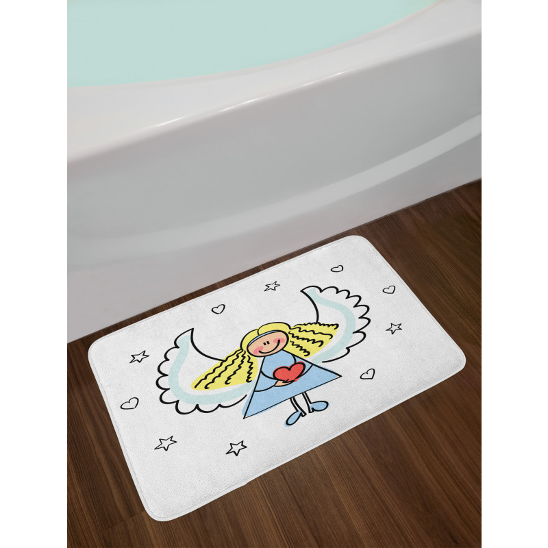 Little Girl Red Heart Bath Mat