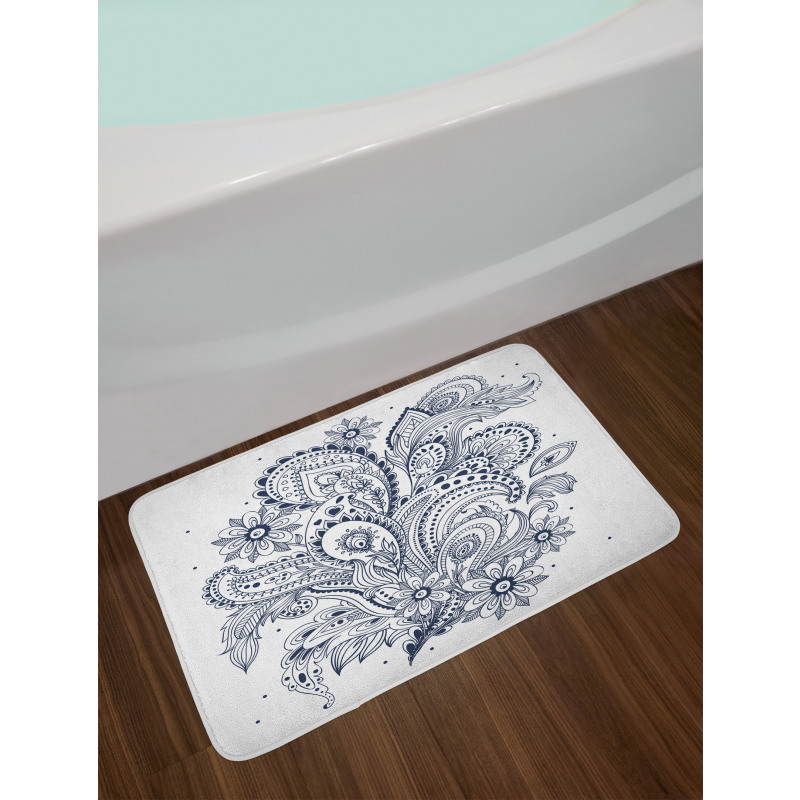 Ornate Floral Leaf Arrangement Bath Mat