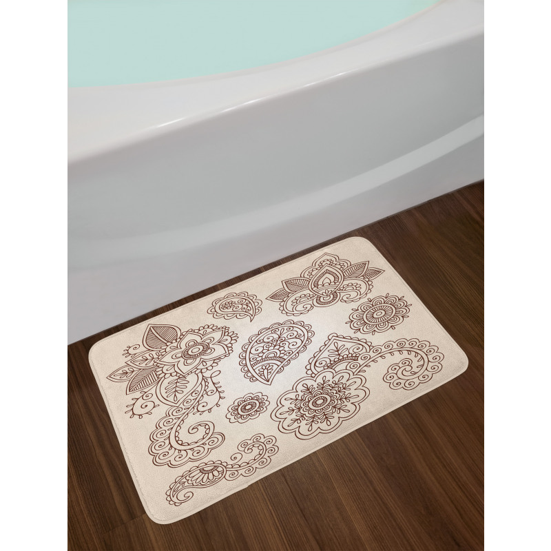 Monochrome Paisley Doodle Bath Mat