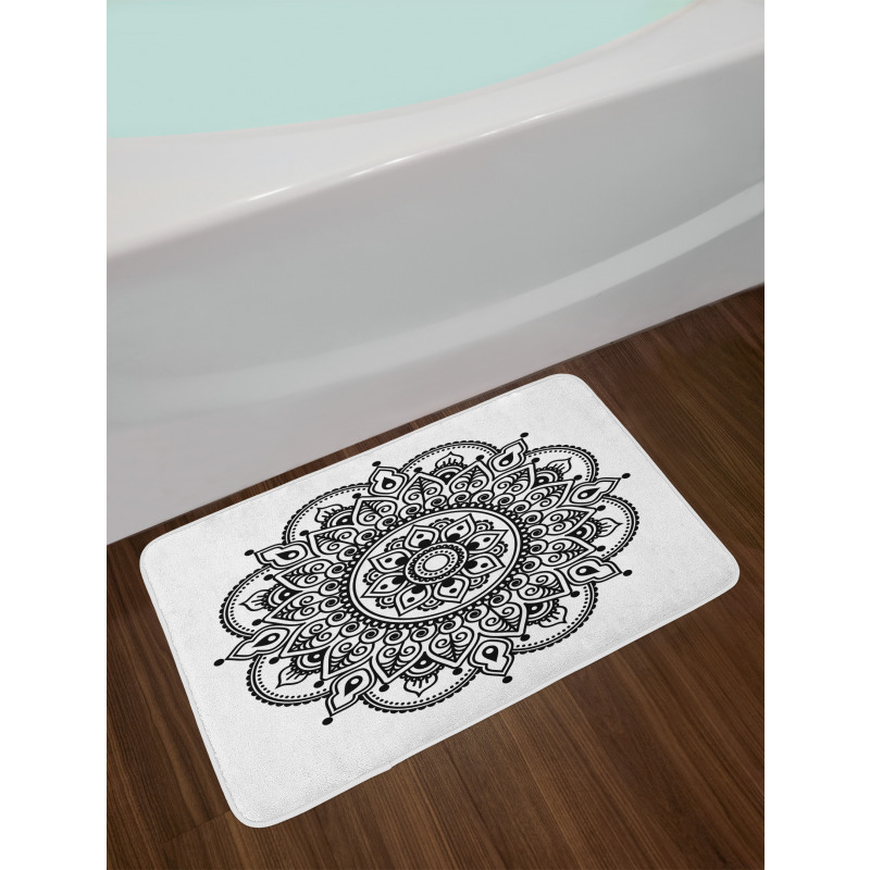 Symmetrical Flower Art Bath Mat