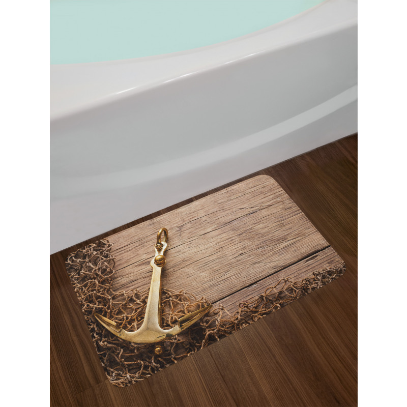 Nautical Anchor Fishing Net Bath Mat