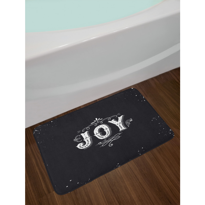 Retro Style Ornate Words Bath Mat