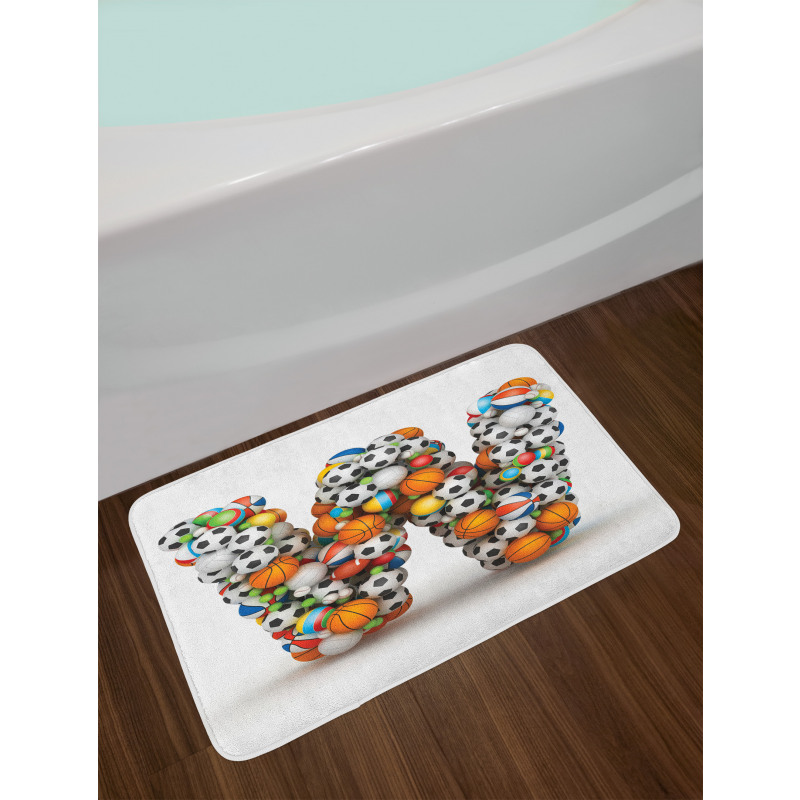 Sports Theme Balls Bath Mat