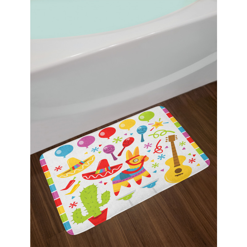 Party Pattern Cactus Bath Mat