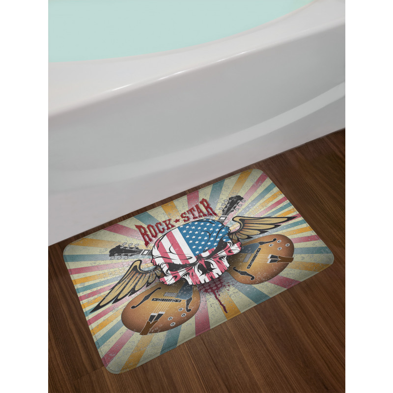 Angry Skull America Flag Bath Mat