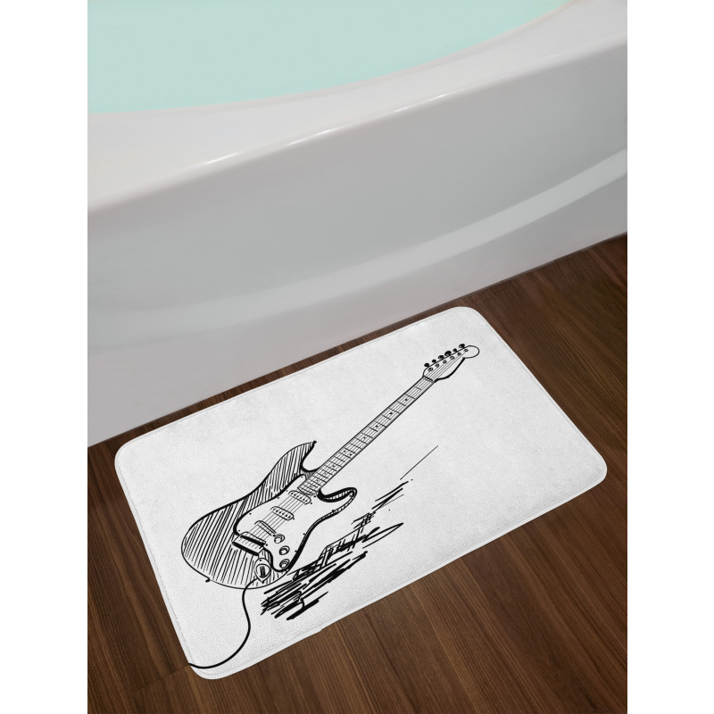 Rock Music Sketch Art Bath Mat