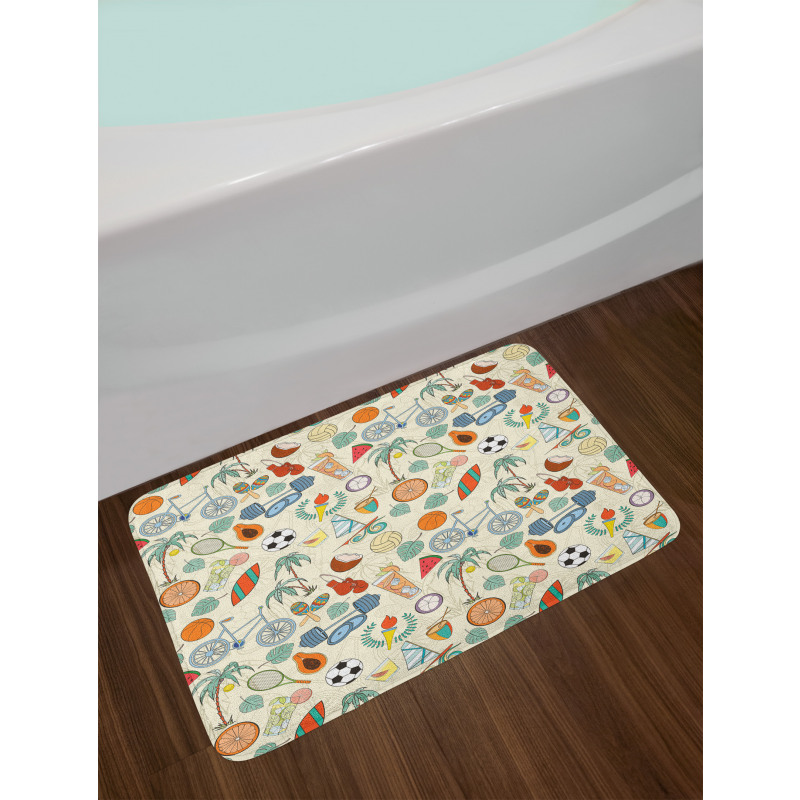 Cartoon Style Elements Bath Mat