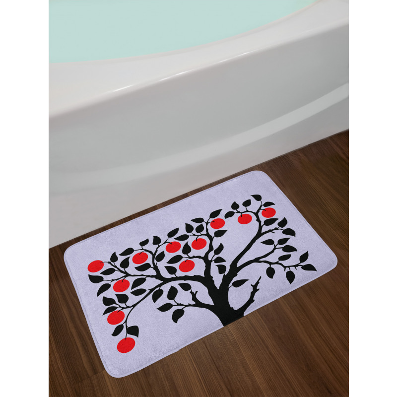 Black Tree Ripe Fruit Art Bath Mat