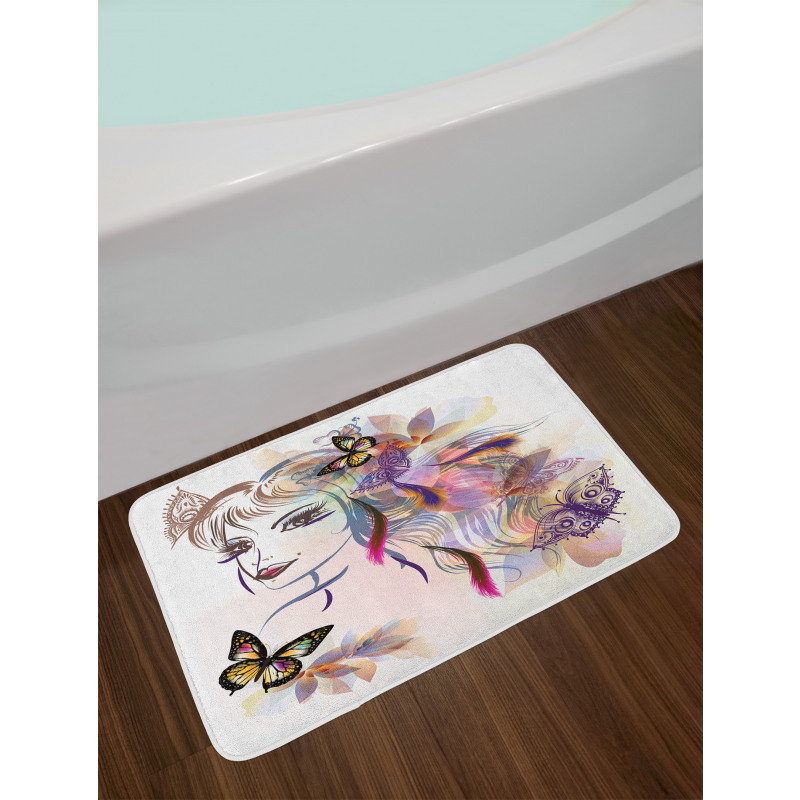 Butterflies with Girl Bath Mat