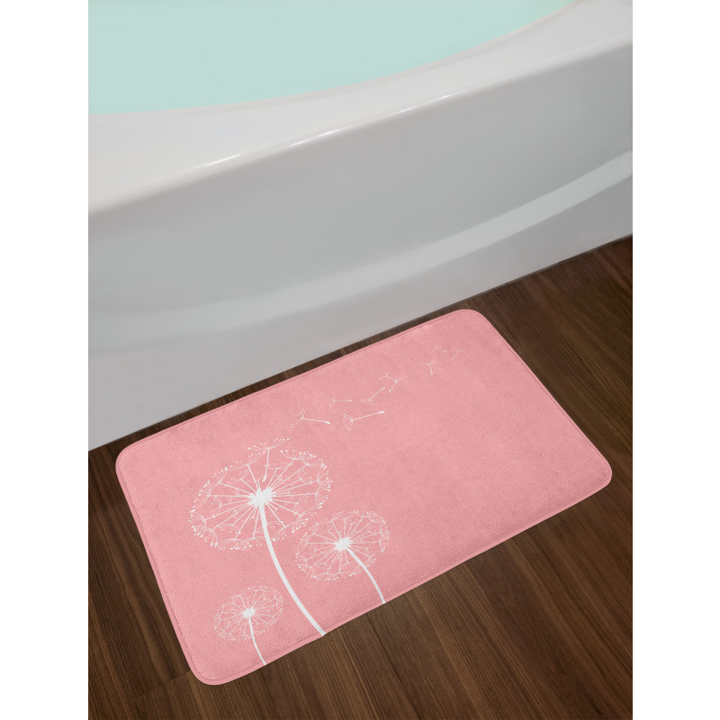 Sketch Style Flowers Bath Mat