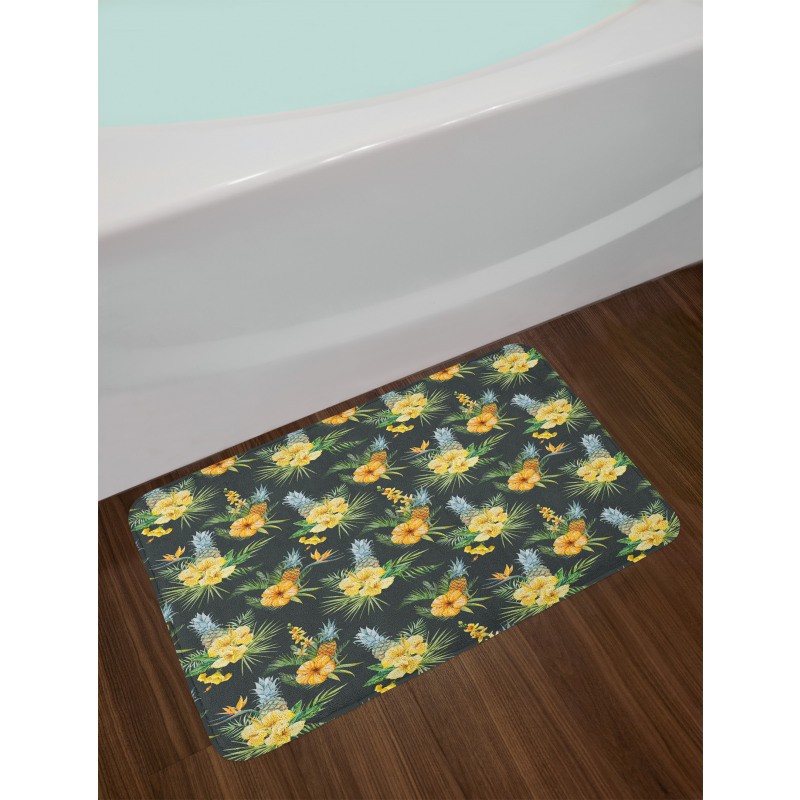 Tropic Flower Design Bath Mat
