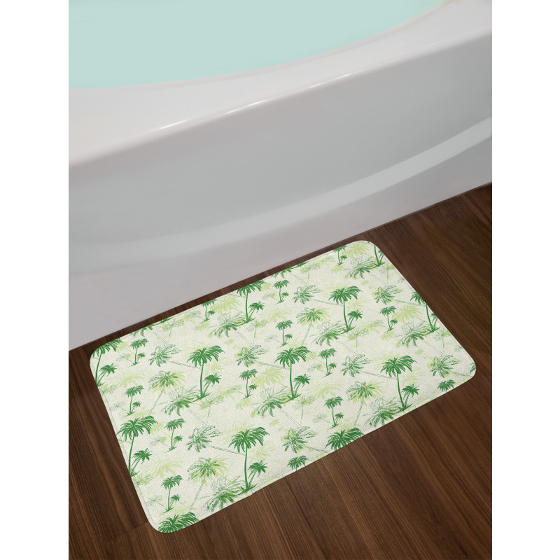 Sketch Style Palm Trees Bath Mat