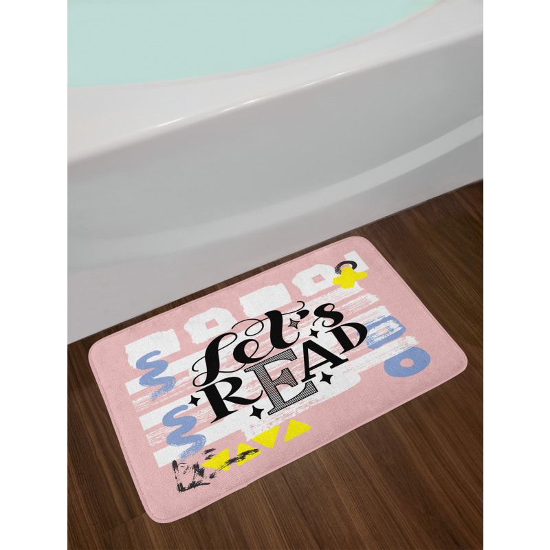 Lets Read Phrase Pastel Bath Mat