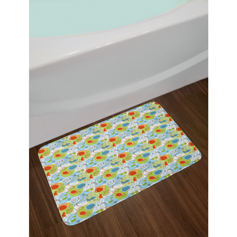 Whimsical Doodle Swirls Bath Mat