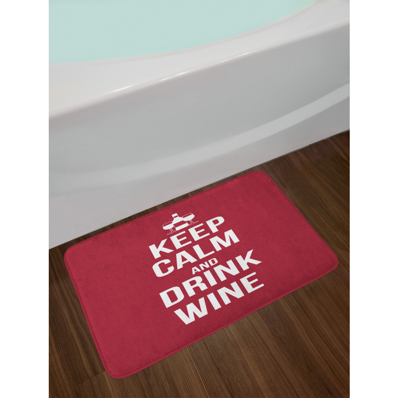 Drink Wine Slogan Bath Mat