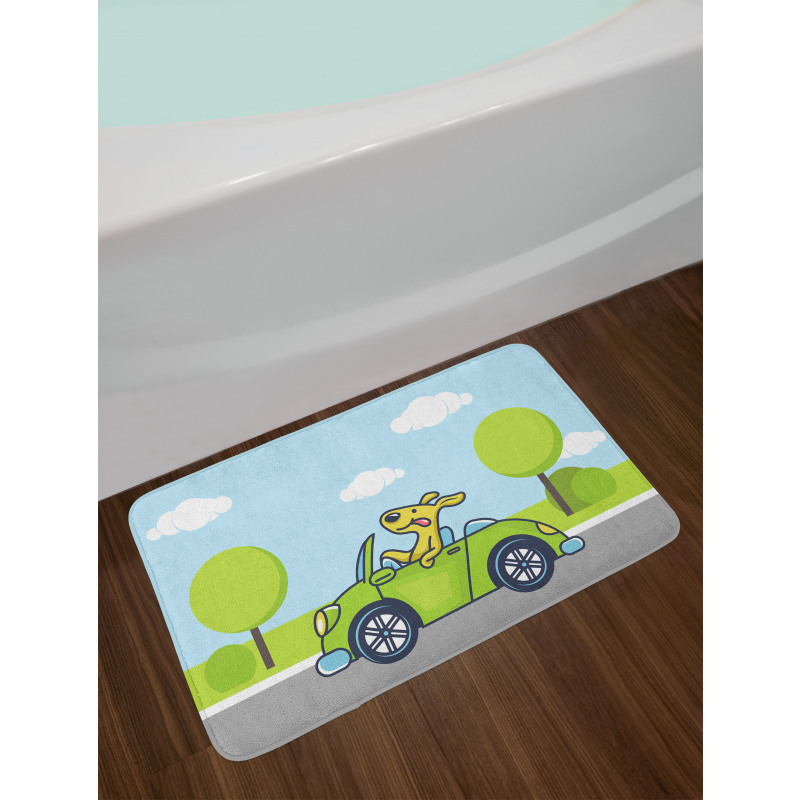 Puppy on the Road Bath Mat