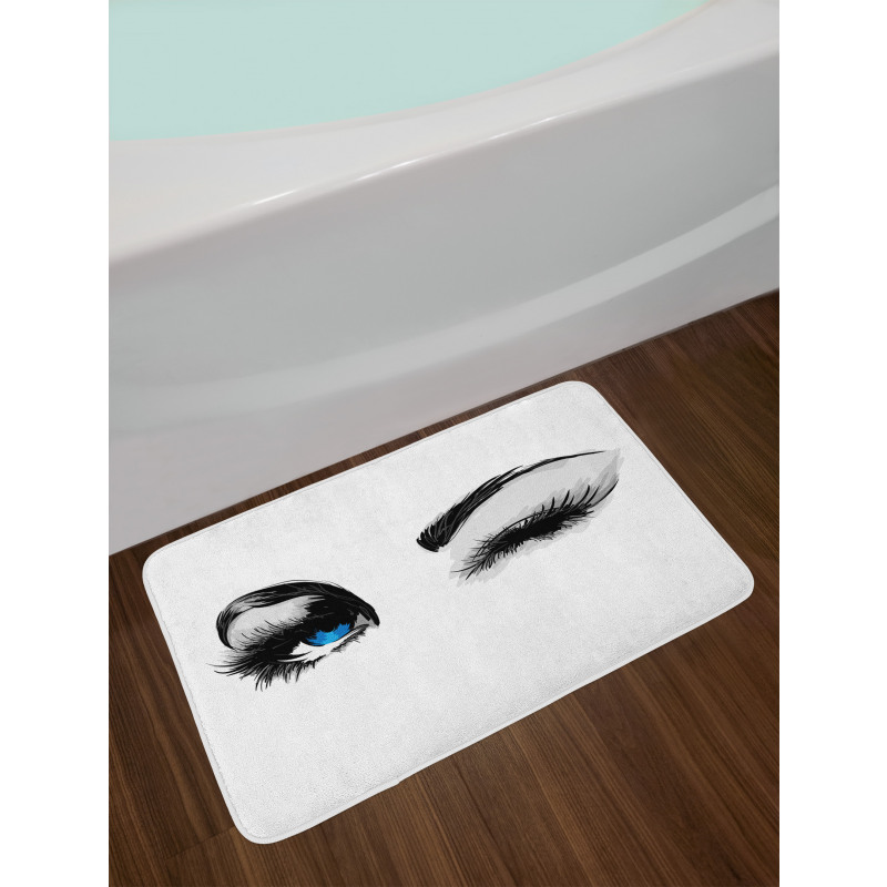 Flirty Young Woman Wink Bath Mat