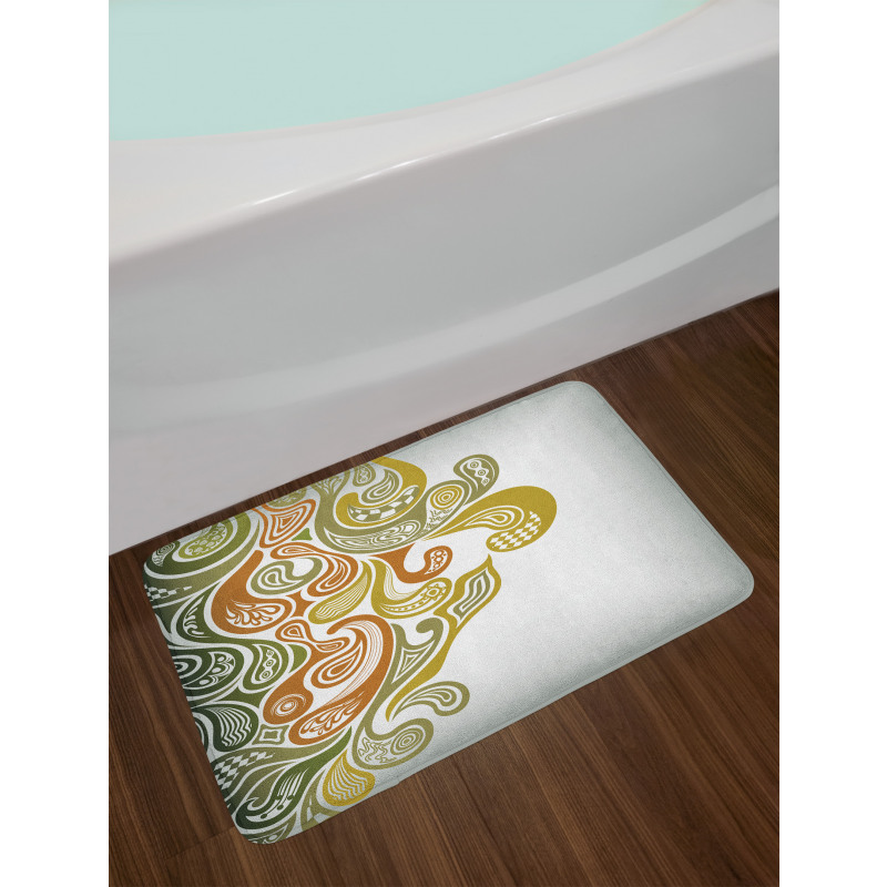 Modern Scroll Leaf Bath Mat