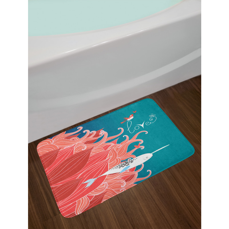 Arctic Whale and Bird Bath Mat