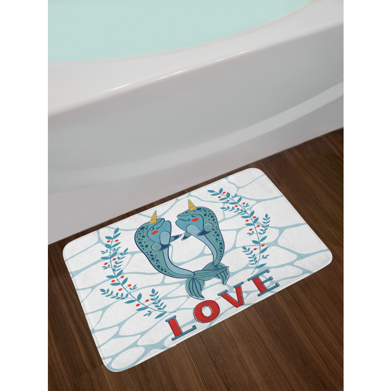 Whales in Love Design Bath Mat