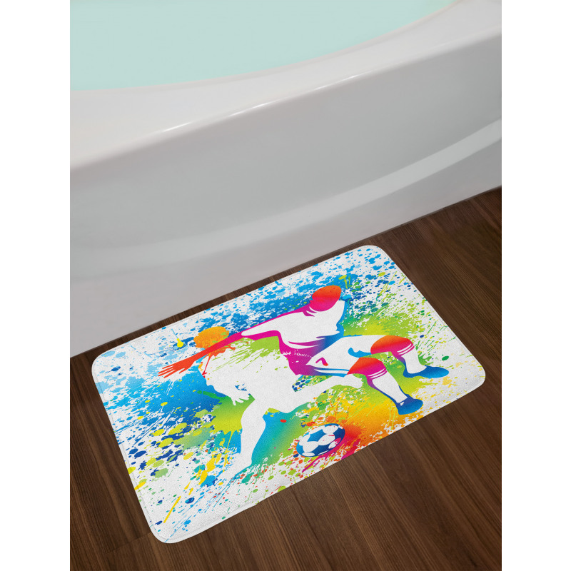 Football Players Colorful Bath Mat