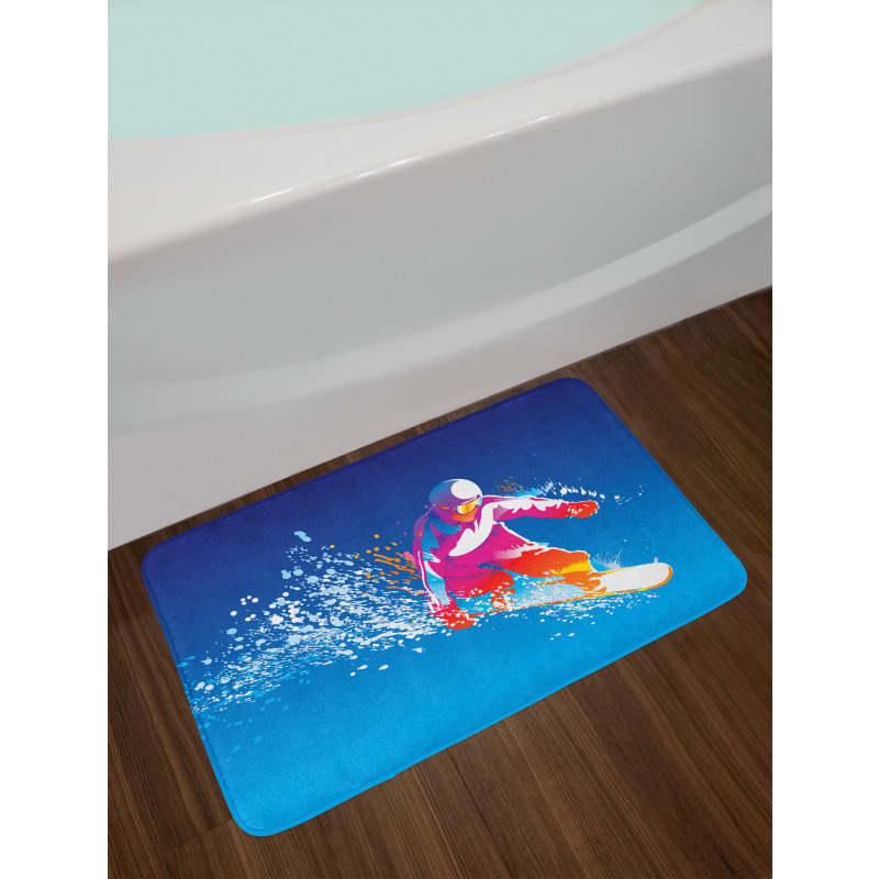 Colorful Snowboarding Man Bath Mat