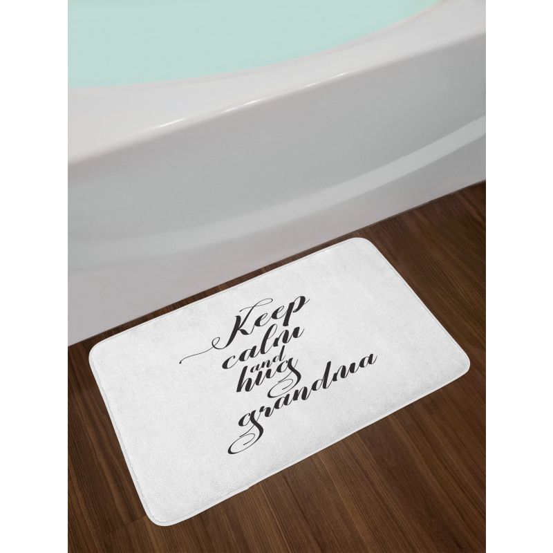 Hugging Grandma Calligraphy Bath Mat