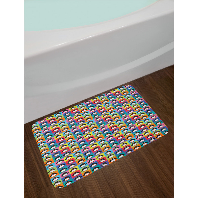 Colorful Frame Animals Bath Mat