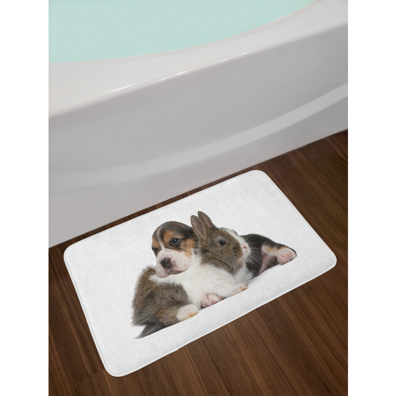 Rabbit Puppy Pet Friends Bath Mat