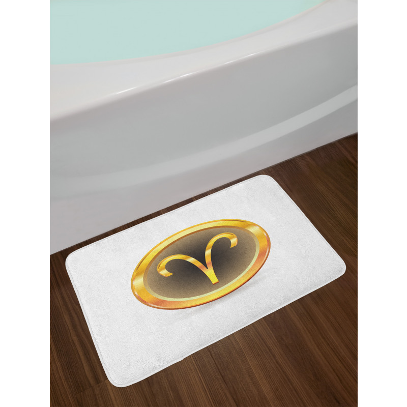 Yellow Round Sign Bath Mat