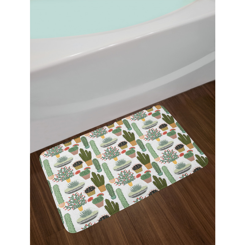 Succulents Flower Pots Bath Mat