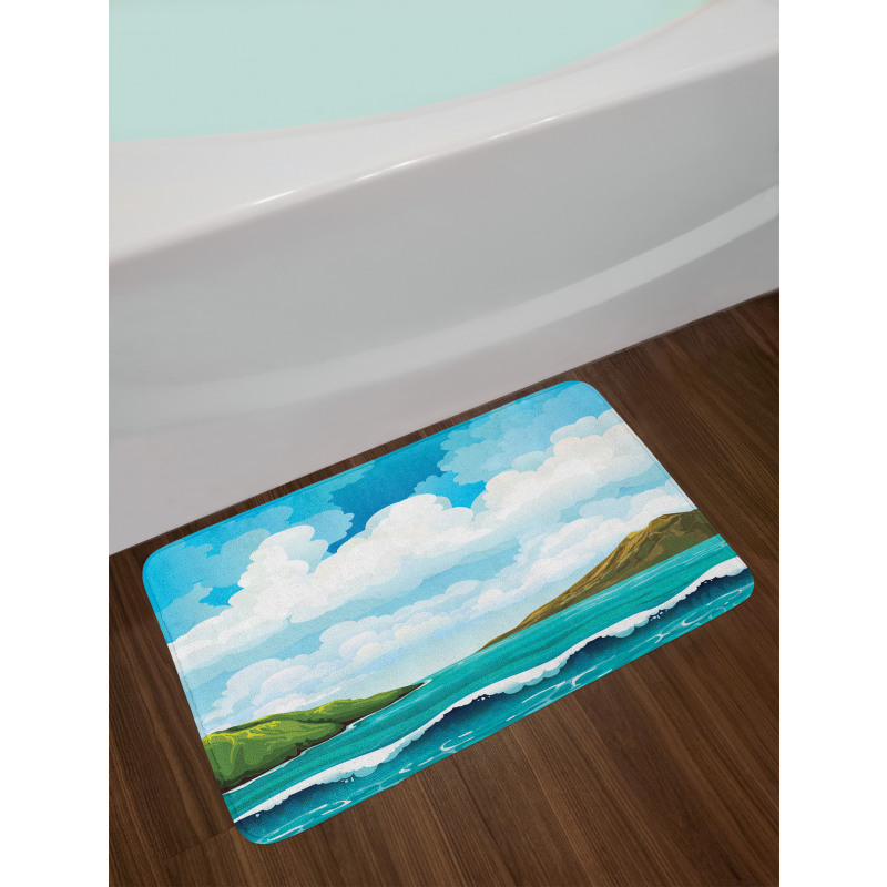 Waves Islands Blue Sky Bath Mat