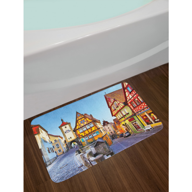 Colorful Street Houses Bath Mat