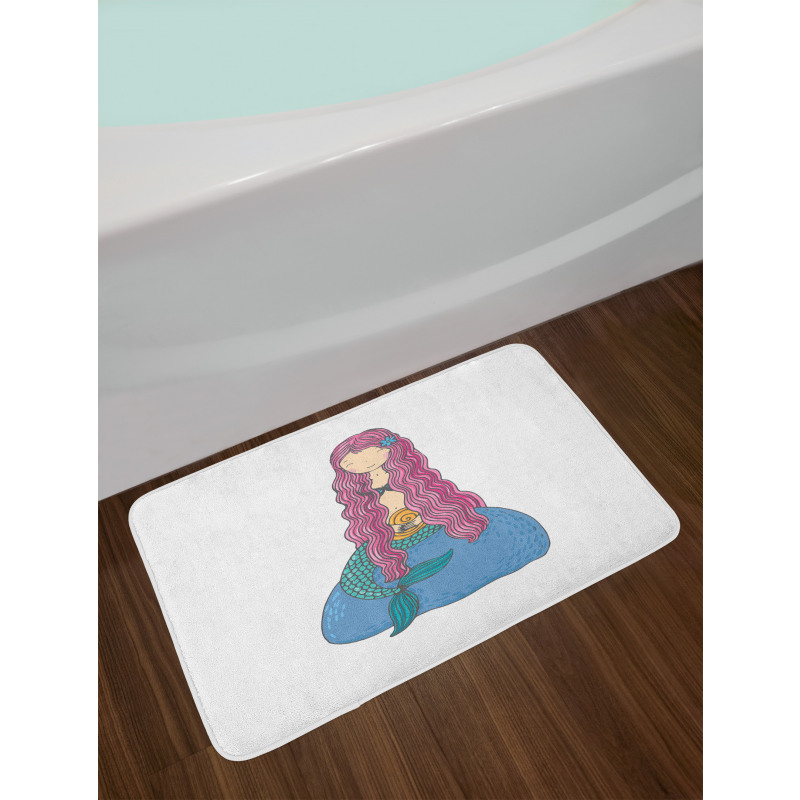 Girl Pink Hair Bath Mat