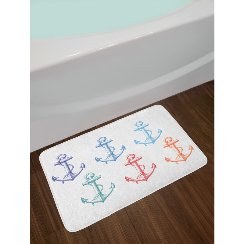 Colorful Anchor Marine Bath Mat