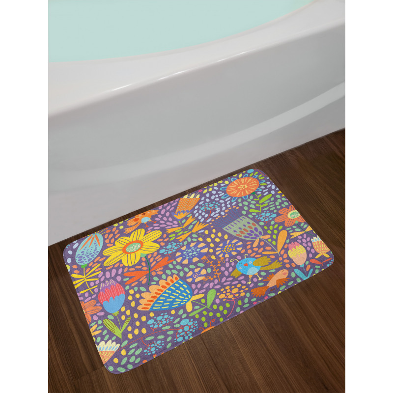 Flowers and Birds Bath Mat