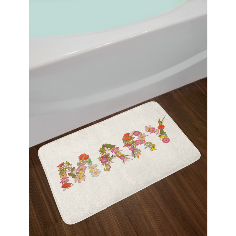 Blooming Flower Letters Bath Mat