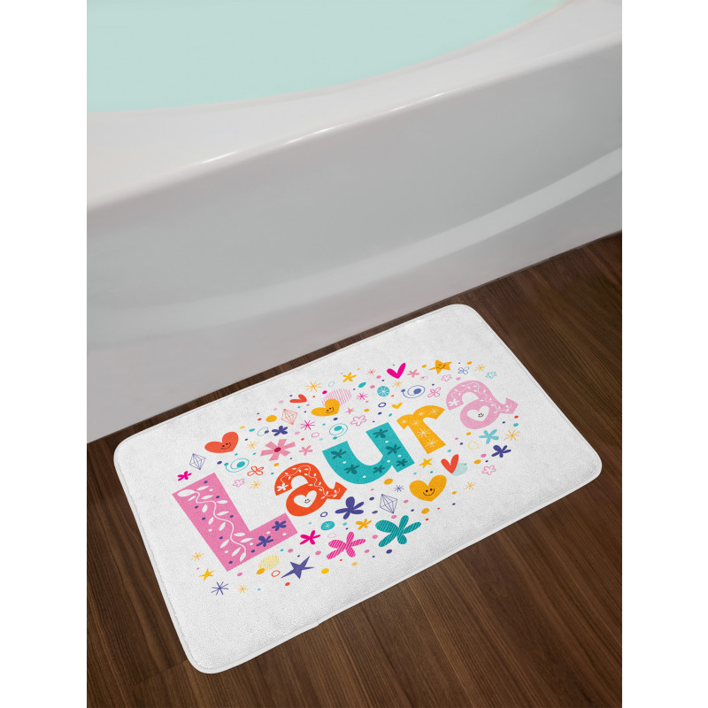 Vintage Doodle Flowers Bath Mat