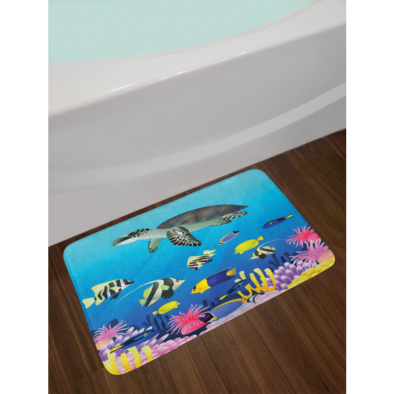 Sea Turtle Coral Reef Bath Mat