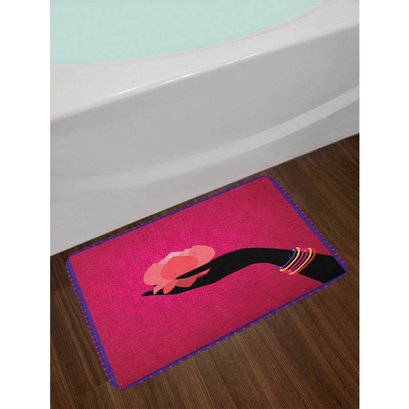 Woman Hand Silhouette Bath Mat