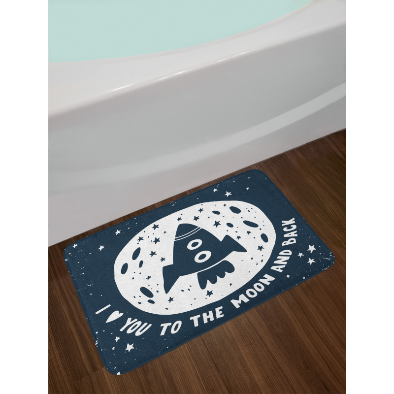 Spaceship and Love Saying Bath Mat