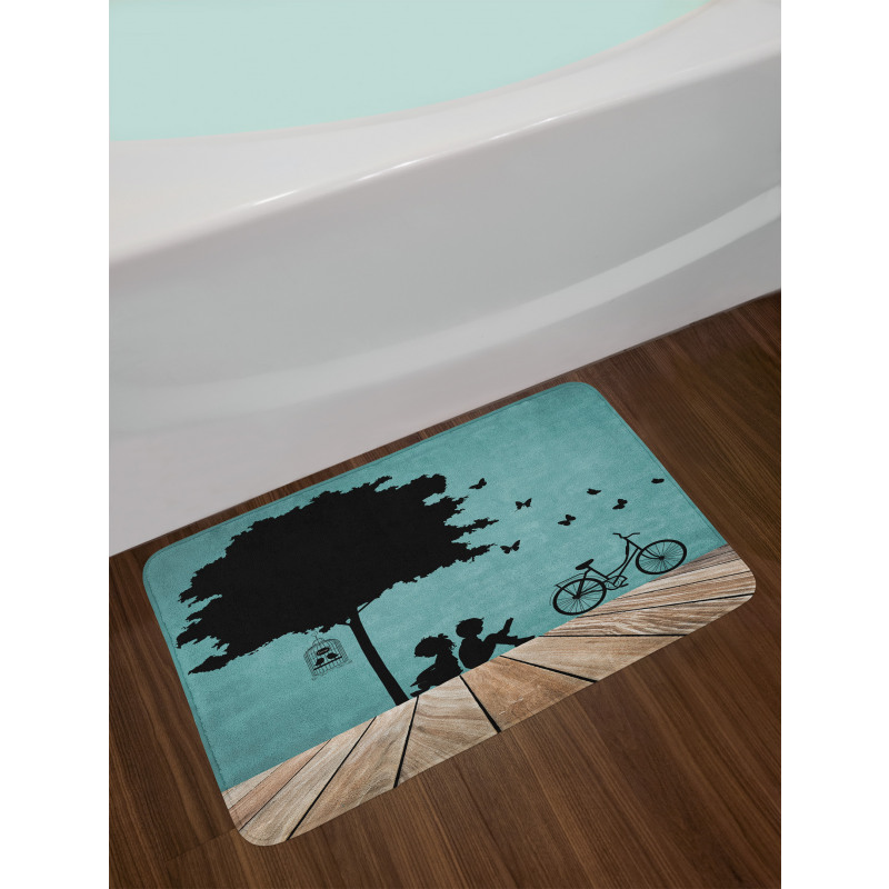 Boy and Girl Under a Tree Bath Mat