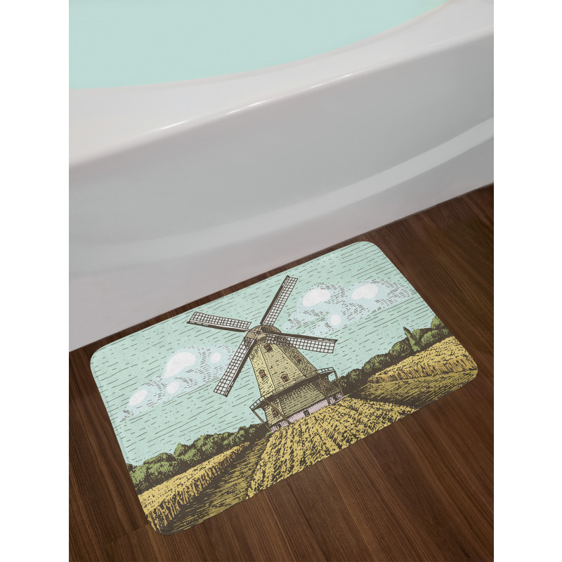 Windmill and Farmland Bath Mat