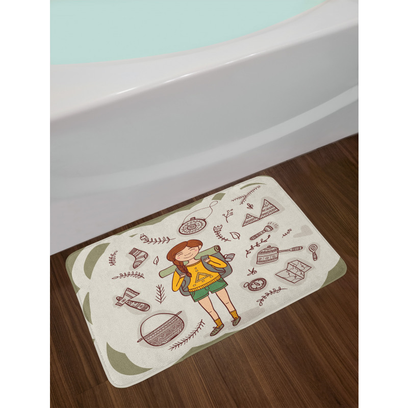 Hiker Girl Backpack Bath Mat