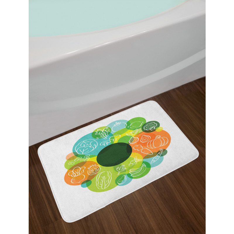 Doodle Vegan Pattern Bath Mat