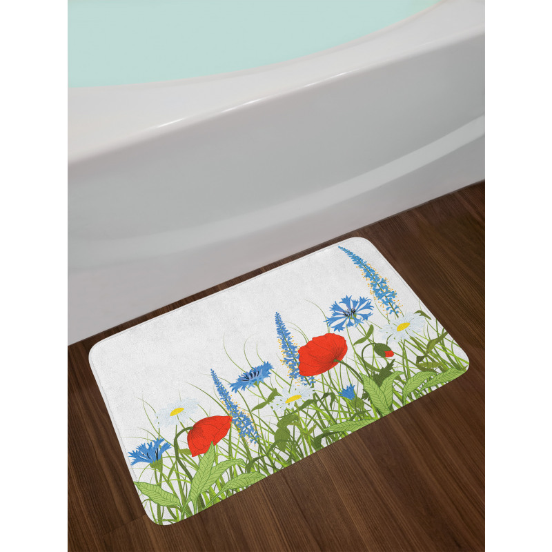 Bloomed Poppy Flowers Bath Mat