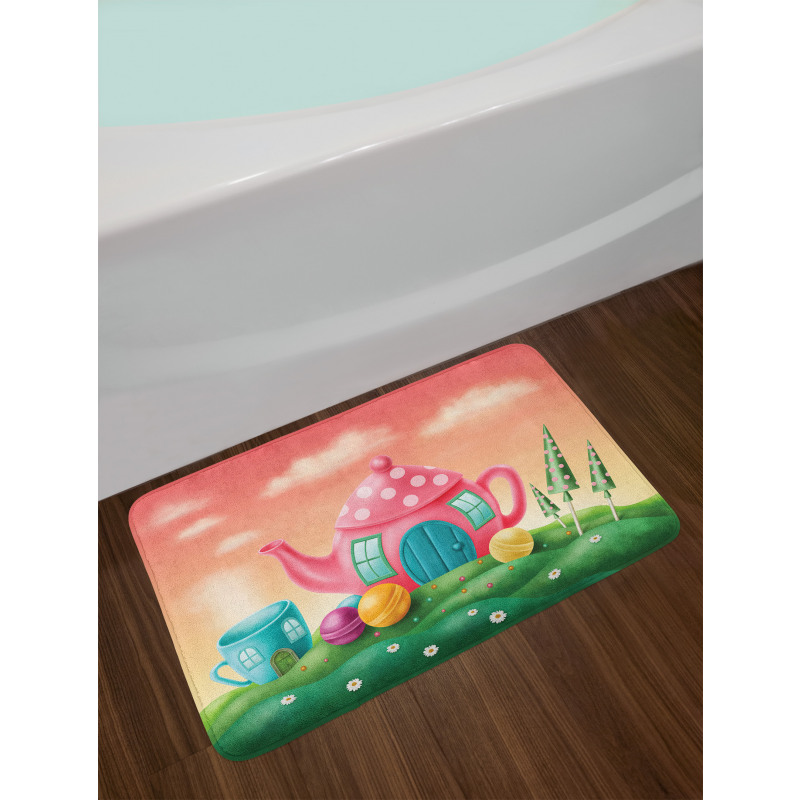 Polka Dotted Tea Pot Bath Mat