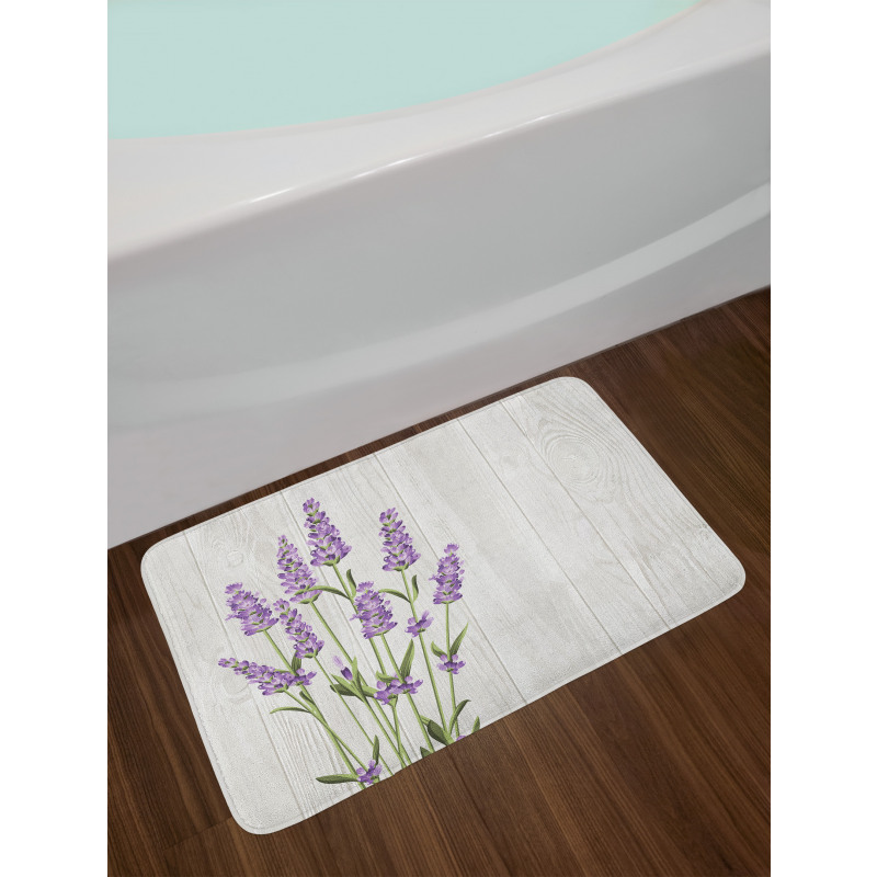 Herbal Bouquet on Wood Bath Mat