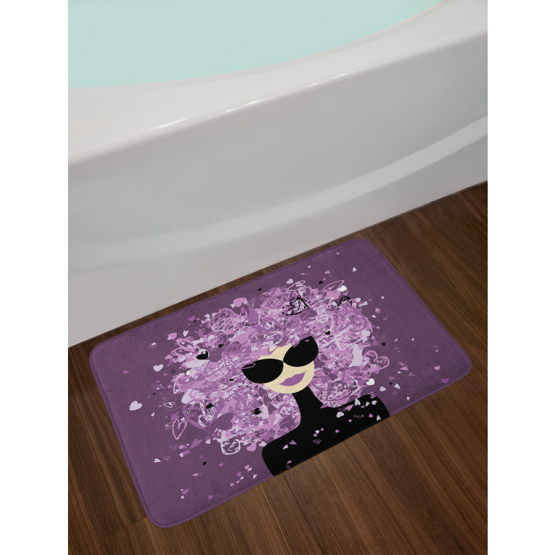 Woman Hearted Hairstyle Bath Mat